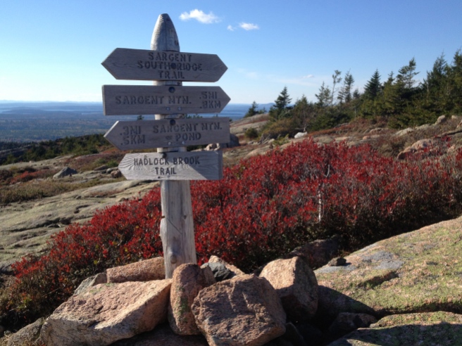 sign post on top of Sargent Mt.